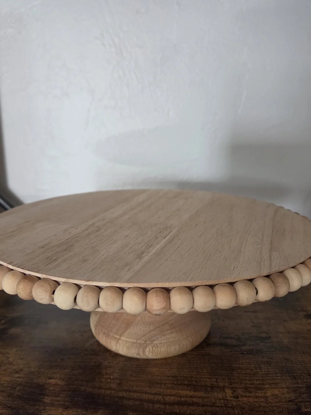 Wooden Beaded Cake Stand - Natural